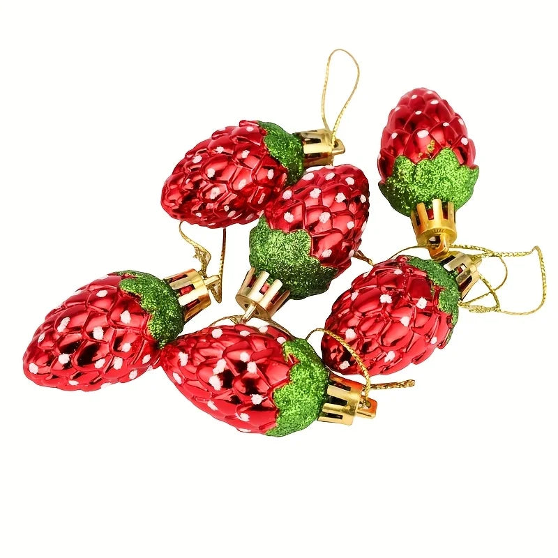 Dekorative rote Weihnachtsbaumanhaenger aus Kunststoff im 6er Set