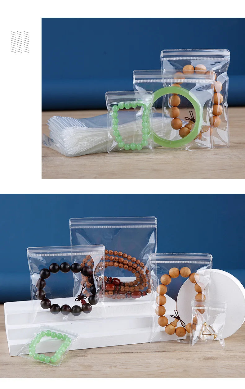 10/50/100x PVC Druckverschlussbeutel transparent Schmuck Geschenk