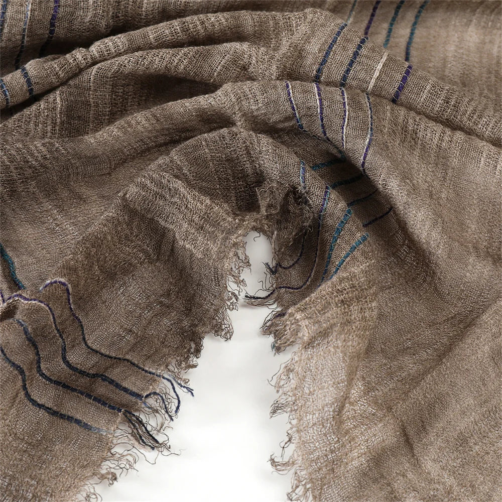 Baumwolle Leinen Herren Schal Gestreift Warm Halstuch 200x75cm Herbst Winter