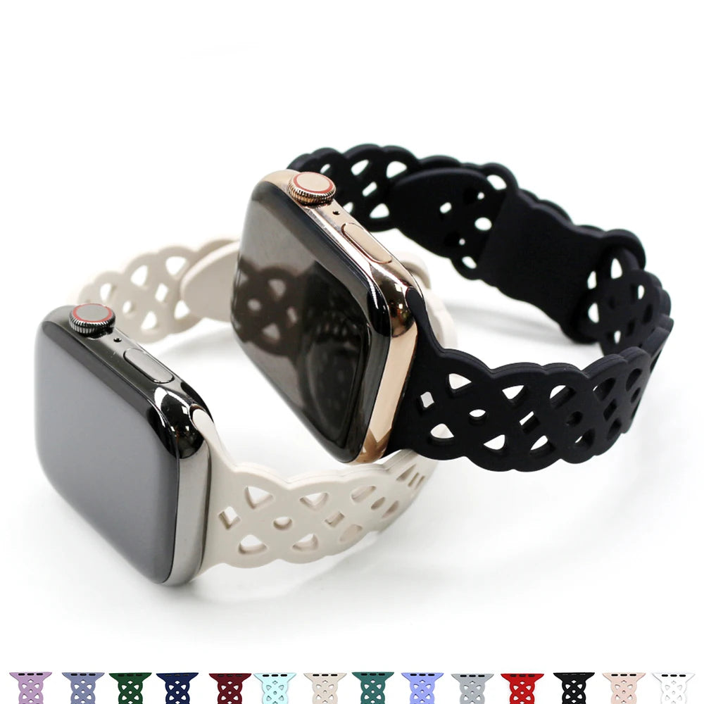 Atmungsaktives Silikon Armband für Smartwatches 38-45mm Komfort