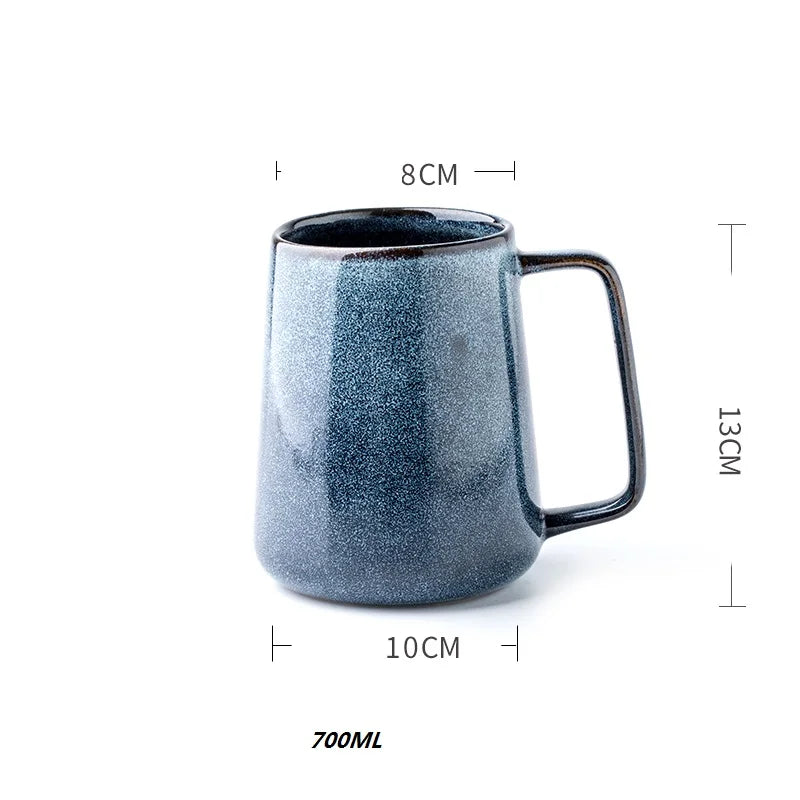 Großer 700ml Retro Keramikbecher mit Löffel – stilvoll, nachhaltig & vielseitig