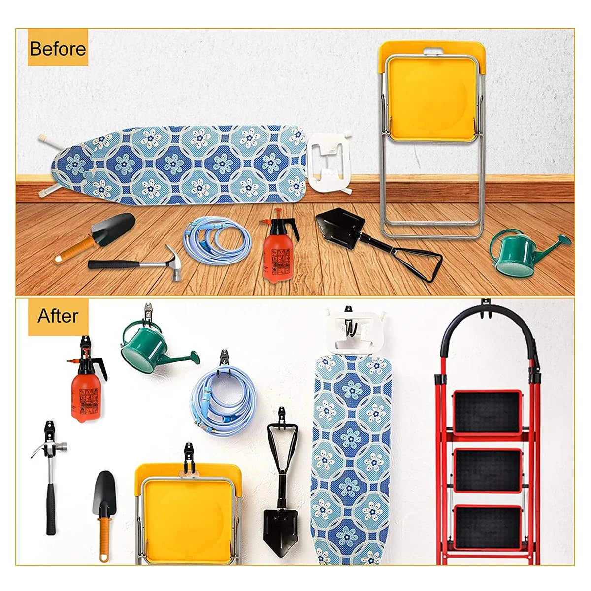 Garagen-Aufbewahrungshaken Werkzeug Organizer hängende Wandhalterung aus Eisen