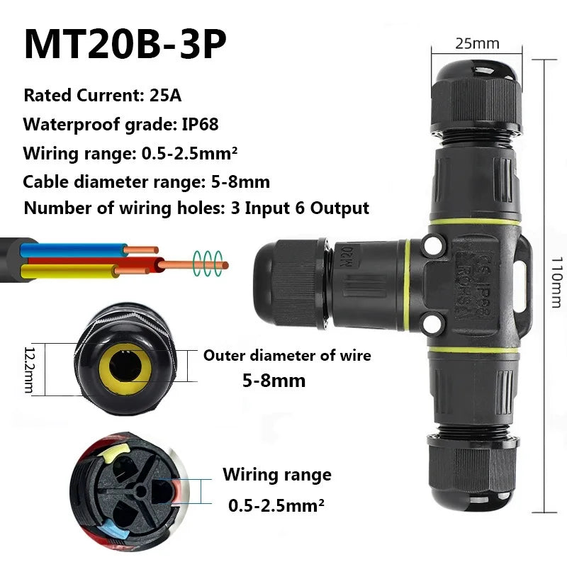 Lötfreier IP68 Wasserdichter Kabelverbinder für LED - Außenbereich 2-4 polig