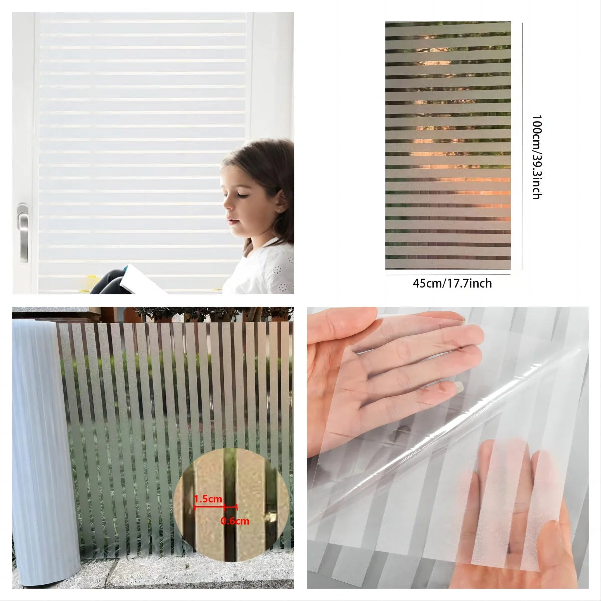 Mattierte Sichtschutzfolie mit Streifenmuster für Glasfenster