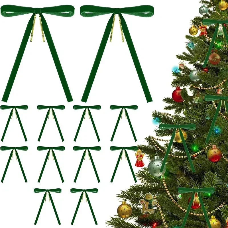 12er Set Samt Weihnachtsschleifen für Festdekoration