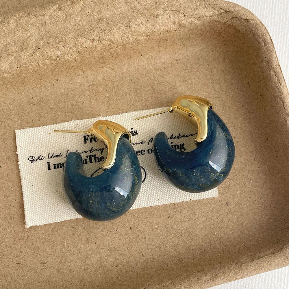 Vintage Wassertropfen Ohrringe aus Kunstharz und Kupferlegierung