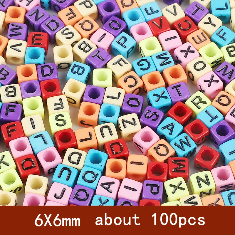 6x6mm Quadratische Acryl Alphabet Perlen für DIY Schmuck Basteln