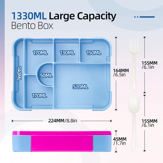 Niedliche Kinder Bento Box: 2-fach, Mikrowellengeeignet, Auslaufsicher