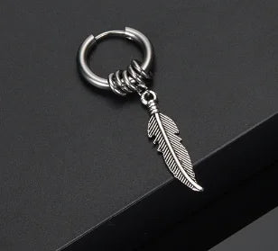 Langlebige Feder Tropfenohrringe aus Edelstahl und Titan für Unisex