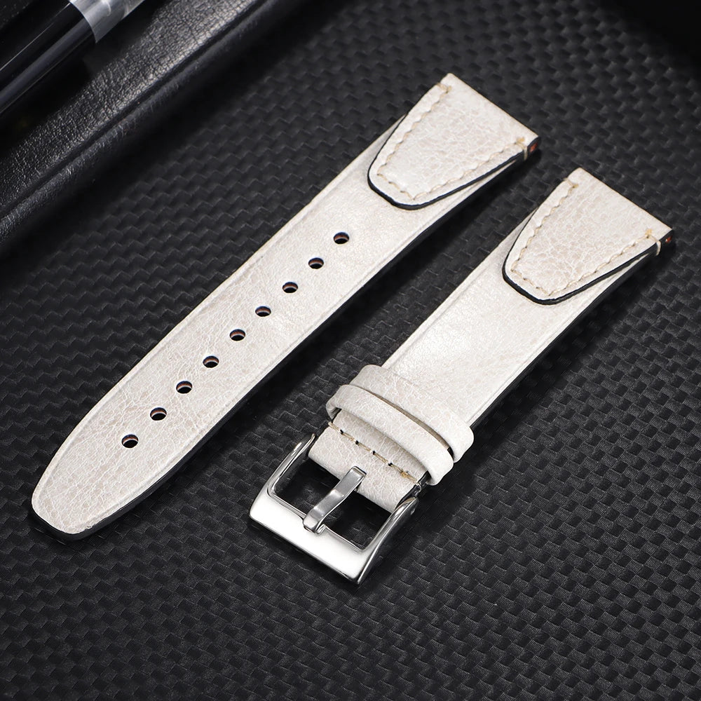 Vintage Ölwachs Leder Uhrenarmband 20mm 22mm mit Pin Schnalle Unisex