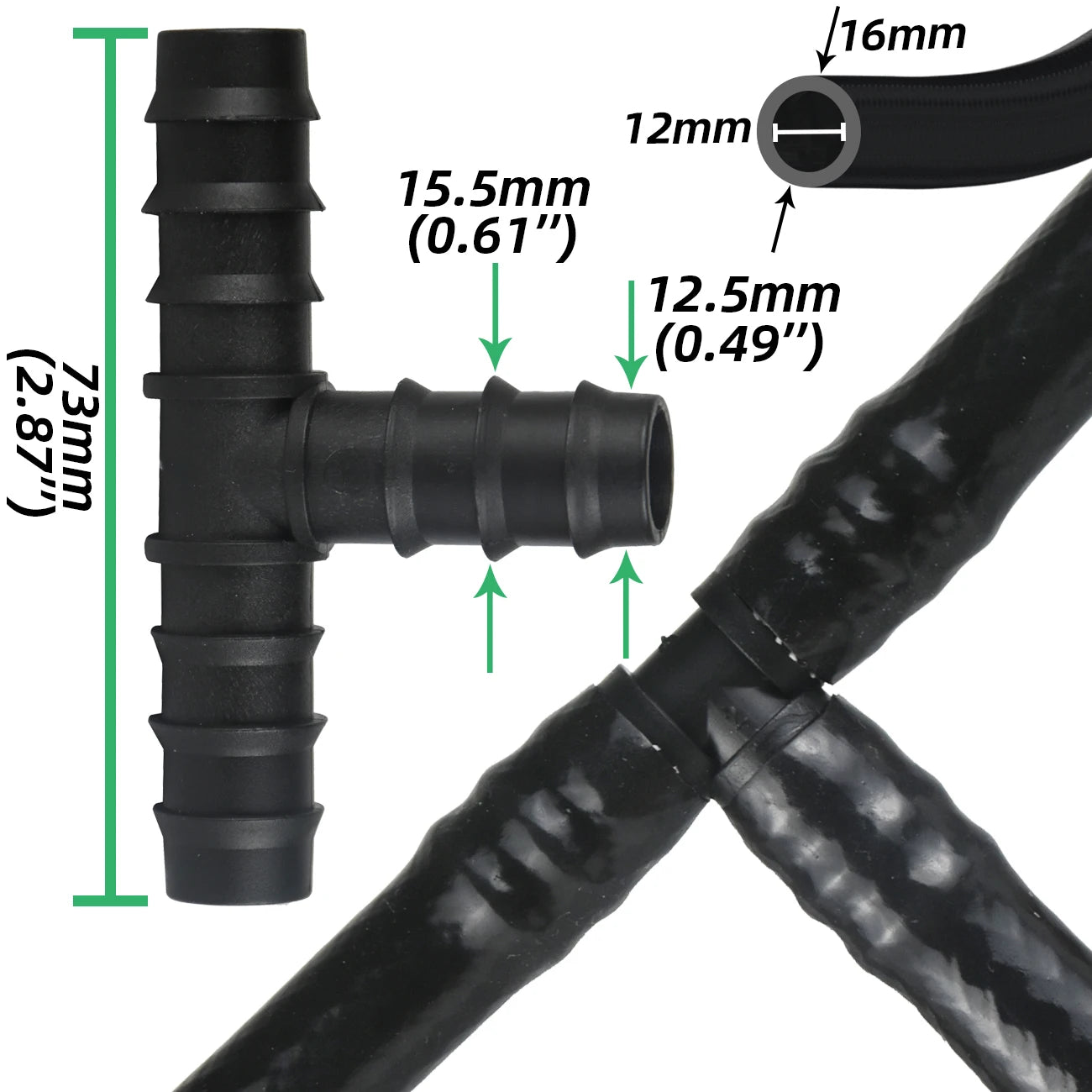 10x 16mm Gerade Kupplungen Micro Tropf Bewässerung 1/2'' PE Schlauch Reparatur