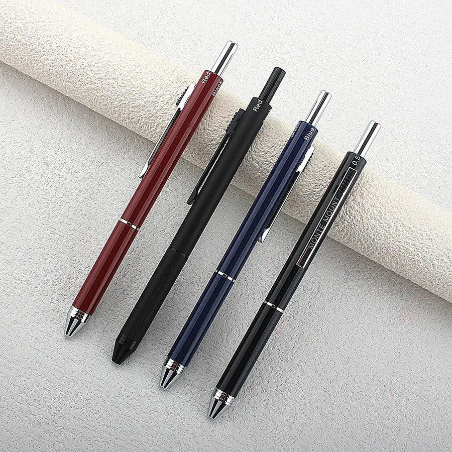4-in-1 Multifunktions-Luxusstift Metall 3-farbiger Kugelschreiber Druckbleistift