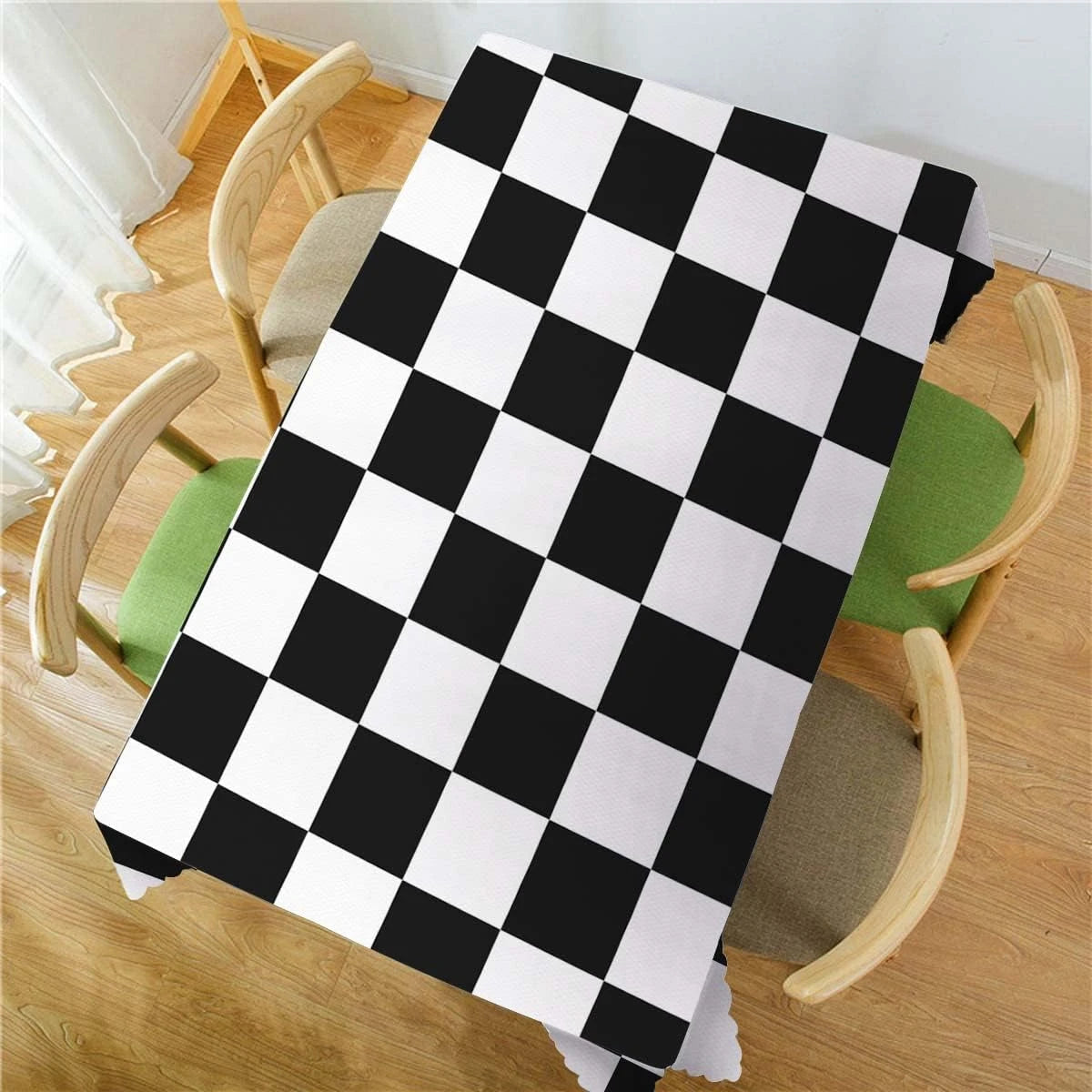 Moderner Tischschutz rechteckig mit Schachbrettmuster