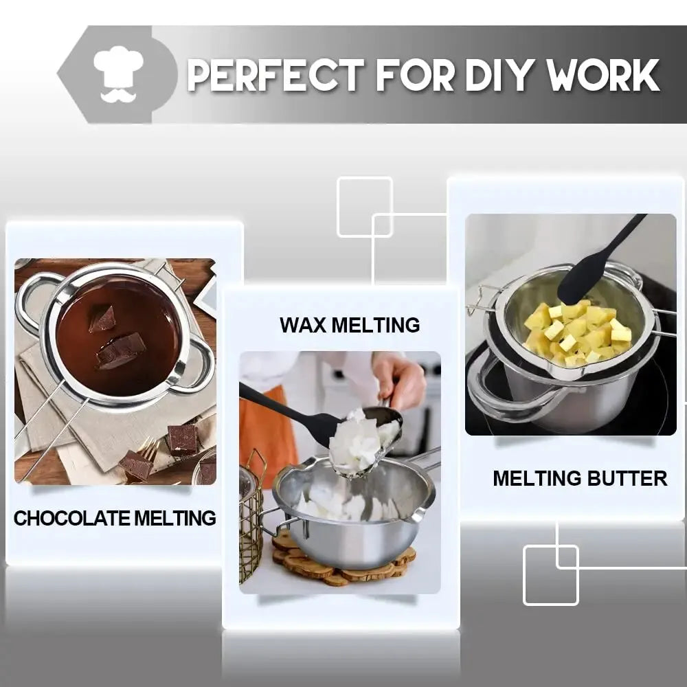 Schmelztiegel 1200ml mit 2400ml Edelstahl Topf zum Kerzen Wachs Schmelzen