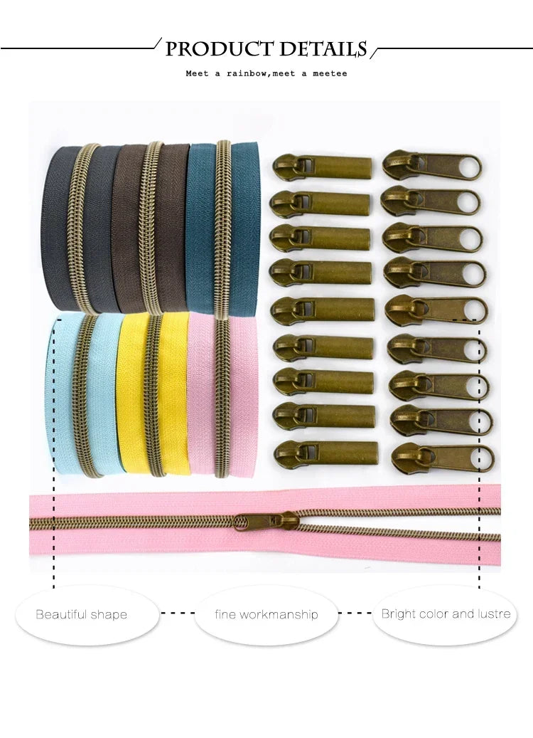 1-5 Meter Nylon Reißverschlüsse mit Kunststoff Schieber für Kleidung-Yabubest - Home & More