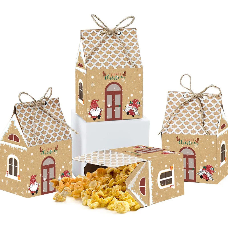 24 Geschenkboxen aus Kraftpapier mit Etiketten für Weihnachten
