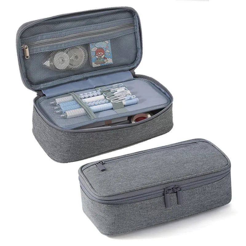 2-lagige Stift- und Kosmetikaufbewahrungstasche mit großer Kapazität