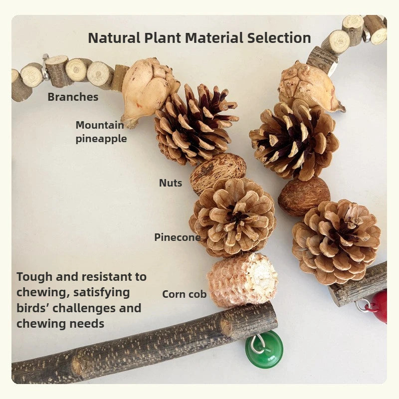 Natürliche Papageienschaukel mit Kauspielzeug Set für Vögel Holzspielzeug
