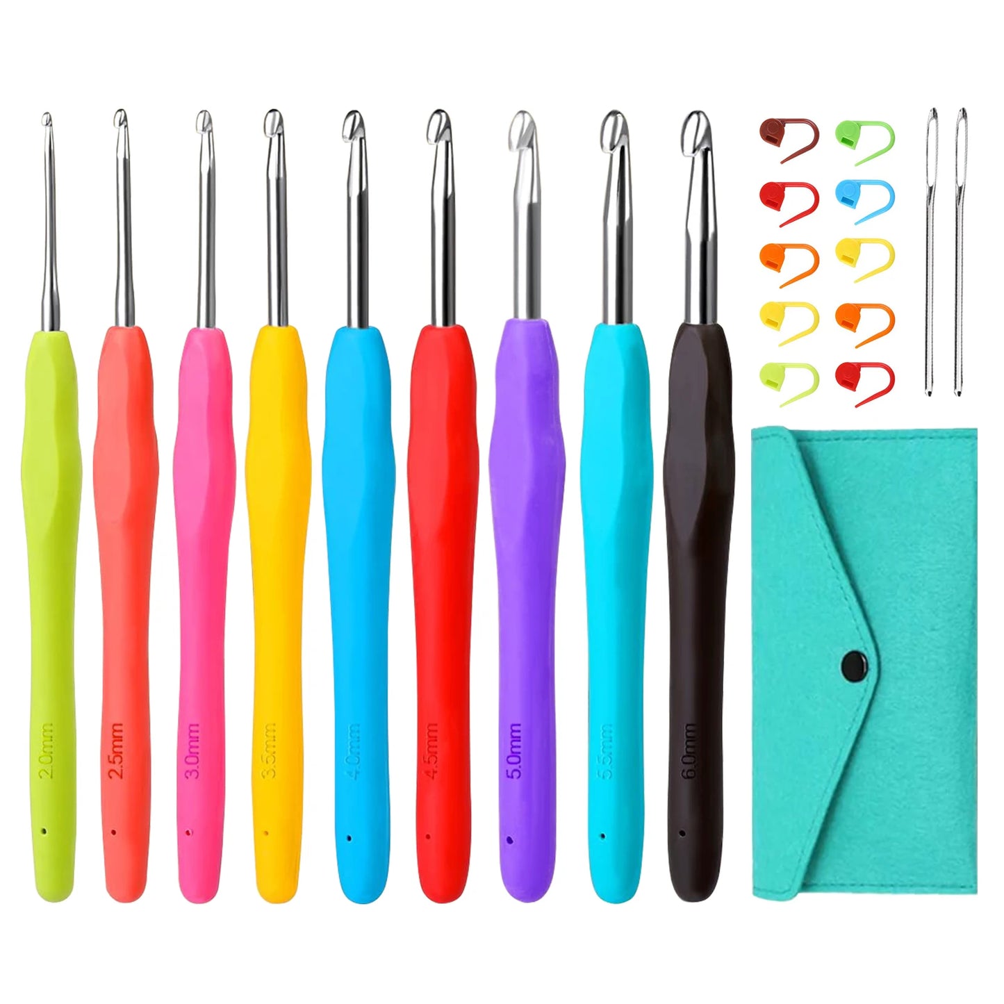 Ergonomisches mehrteiliges Häkelnadelset mit Aufbewahrungsetui