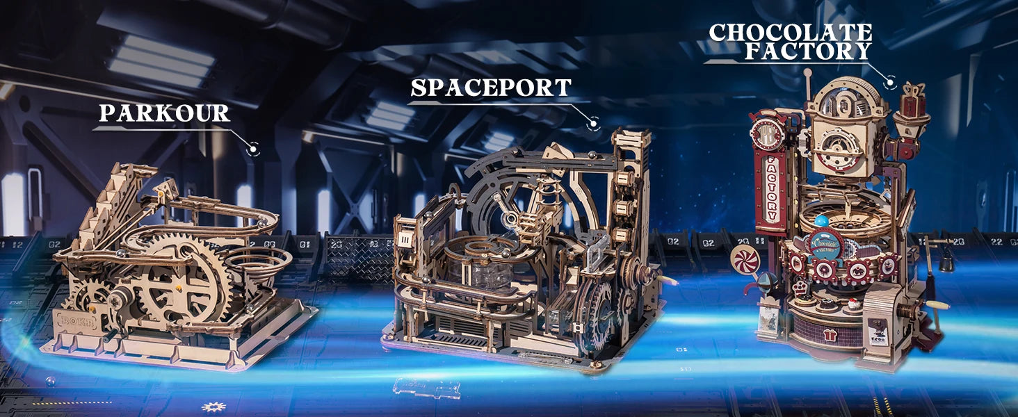 Elektrischer Marmor Lauf 3D Puzzle aus Holz mit Lichtfunktion-Yabubestshop