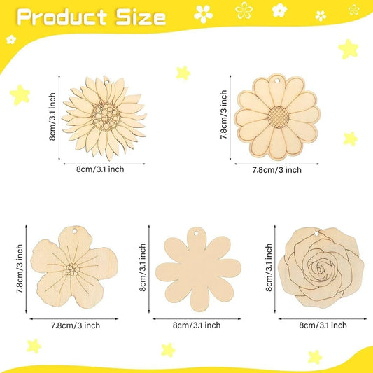 10 Holzanhänger Frühlingsblumen Rose Sonnenblume Dekoration DIY