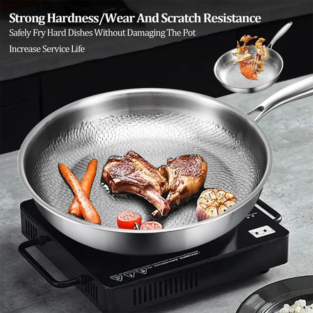 Kratzfeste und antihaftbeschichtete Titanspfanne für schnelles Kochen
