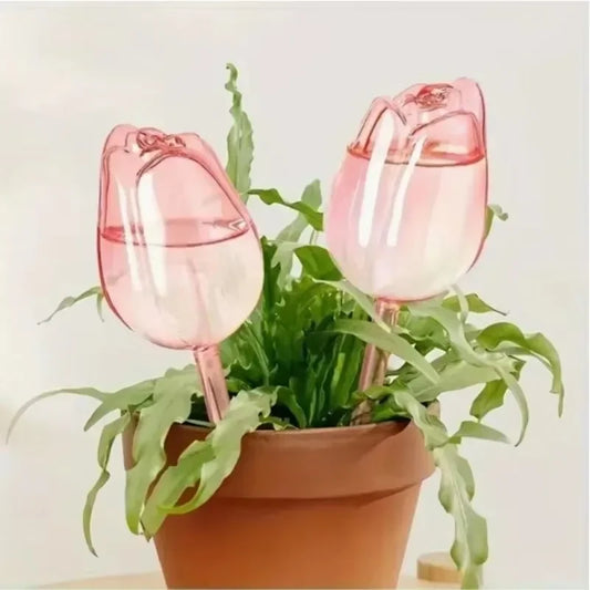 Automatische Tropfbewässerung: Rosa Borosilikatglas-Bewässerungsbälle, 1-6 Stk