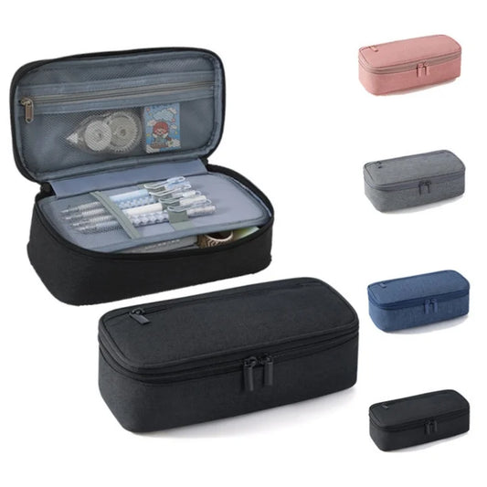 2-lagige Stift- und Kosmetikaufbewahrungstasche mit großer Kapazität