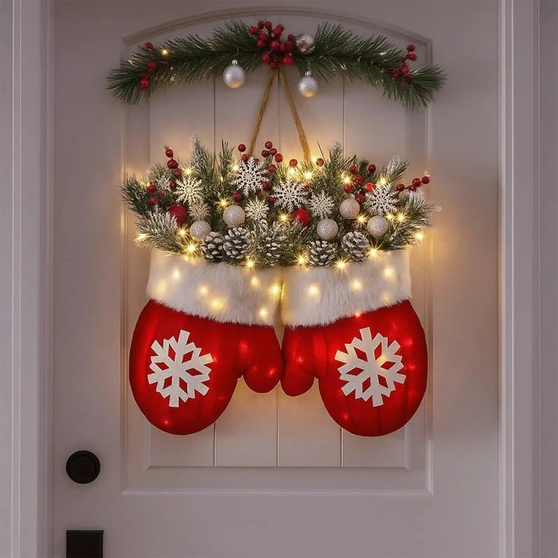 Weihnachtsgirlande als Handschuh Blumenkranz für Tür und Fenster