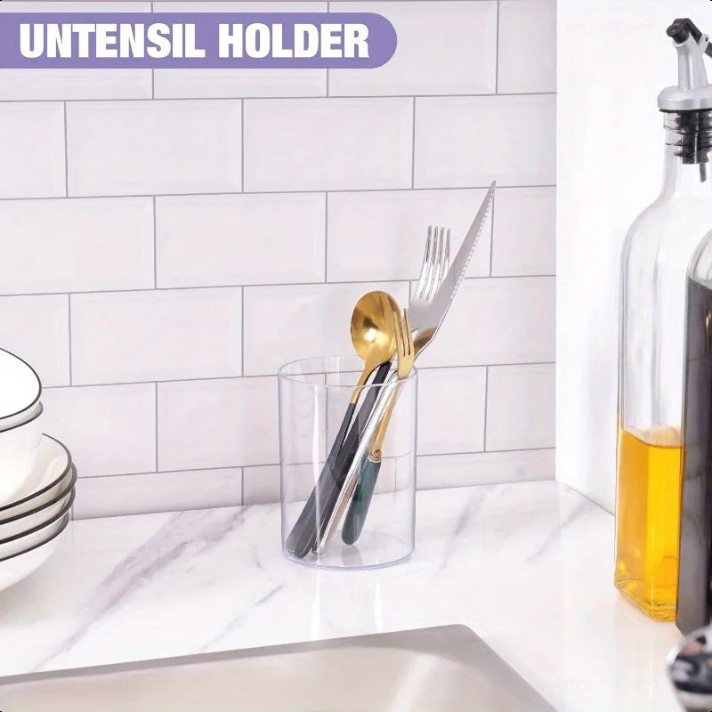 3-teiliger transparenter Acryl Stifthalter rund für Make-up und Bleistifte