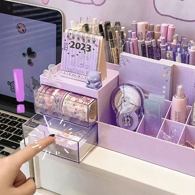 Schreibtisch Organizer Box mit 9 Fächern – Kawaii Stiftehalter für Schüler-Yabubest - Home & More