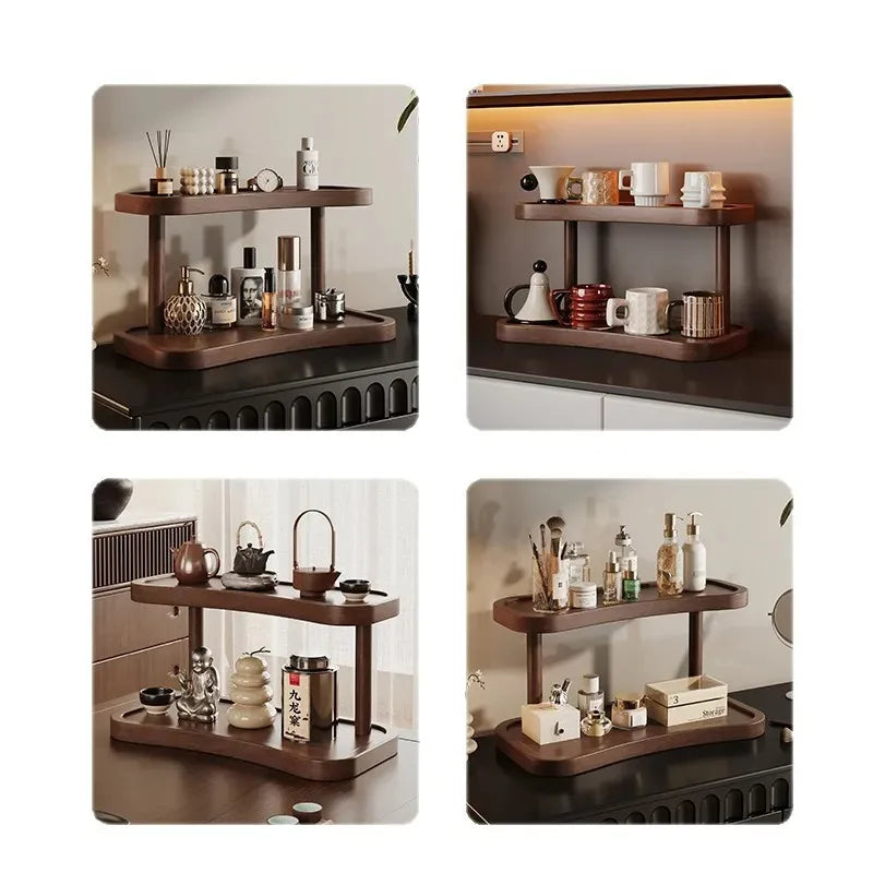 Praktischer Kosmetik Organizer aus Holz für Schreibtisch und Schminktisch