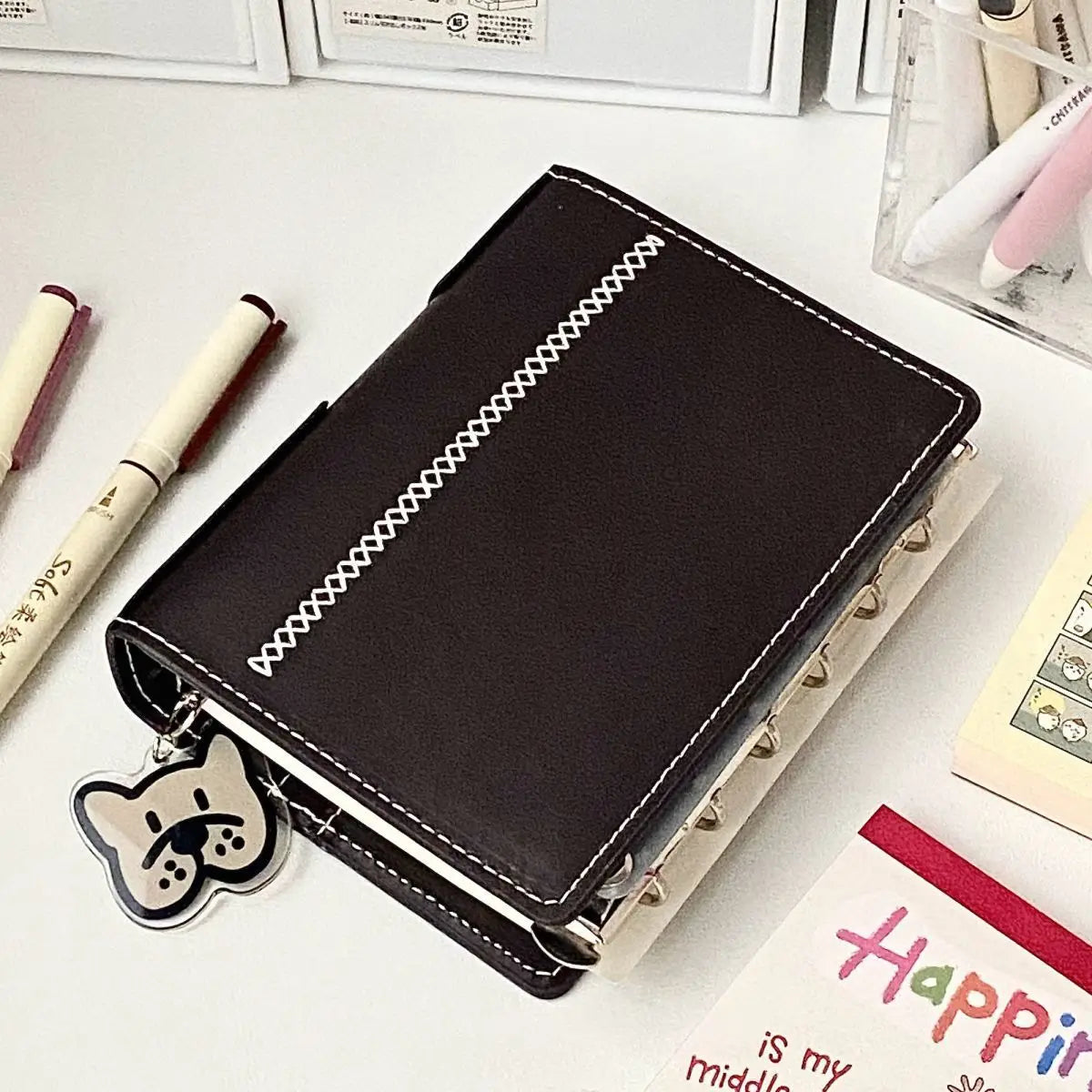 Tragbares A7 Notizbuch Set aus Kunstleder für flexible Planung