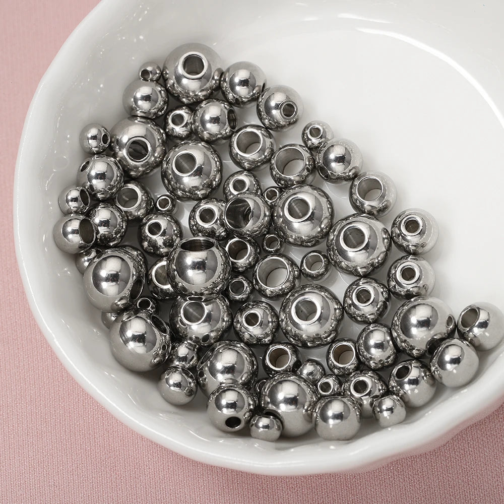 Edelstahl Gold Spacer Perlen Set 100 Stück Verschiedene Größen DIY