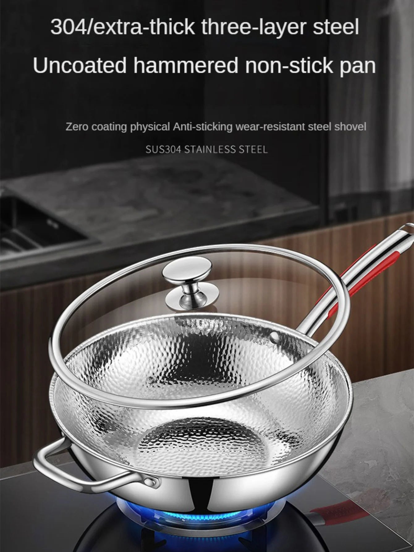 Reiner Titan Wok mit rundem Boden für Induktionsherd und Braten