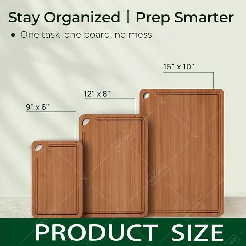 Bambus Schneidebrett Set 1-3-teilig dicke doppelseitige Küchenbretter