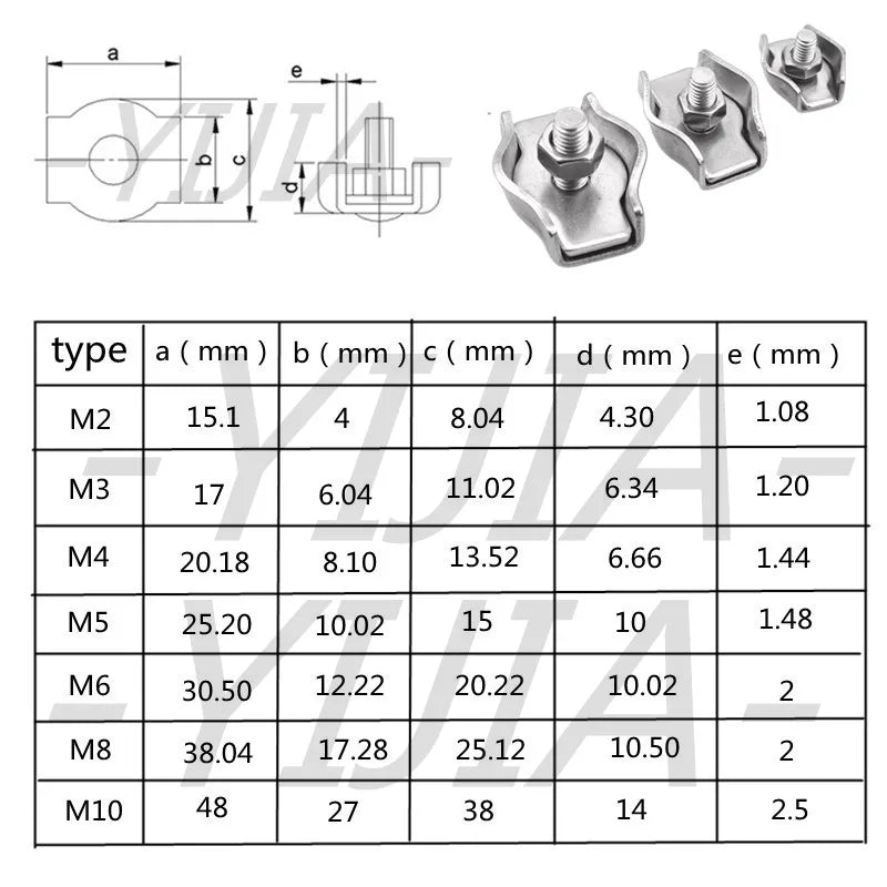 Sichere Edelstahl-Drahtseil-Clips M2-M6, wasserdicht - rostfrei, 1-5 Stück