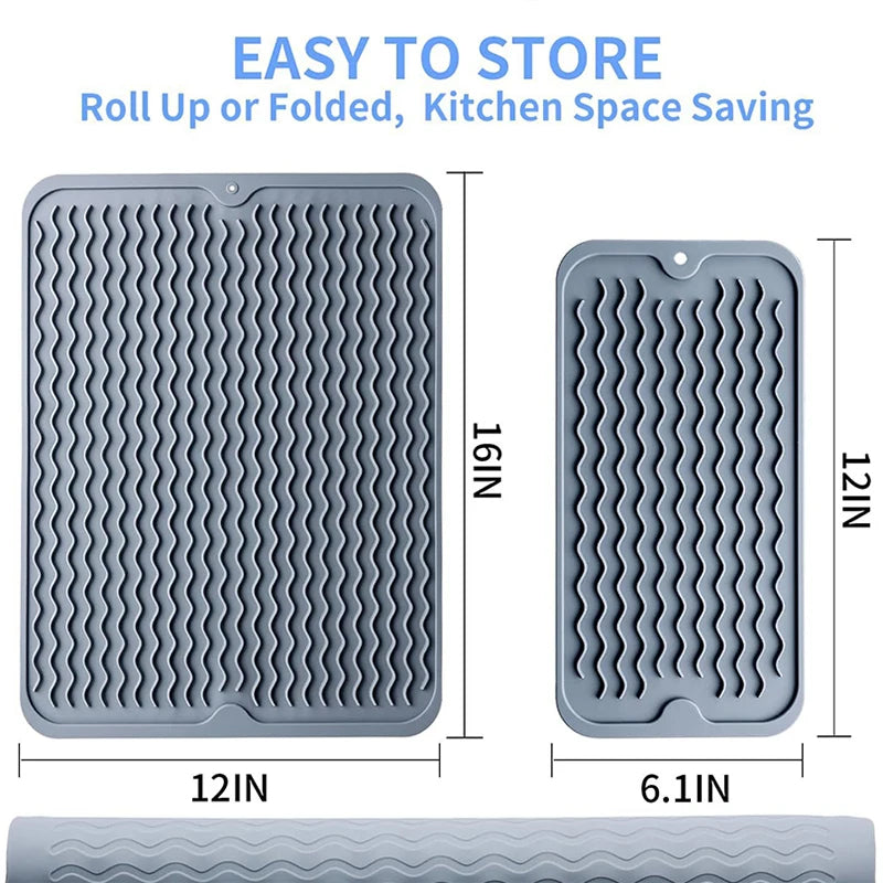 Küchenarbeitsplatte Silikon rutschfest Entwässerung Trockenunterlage faltbar