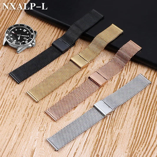 Edelstahl Milanese Mesh Uhrenarmband 18-24mm mit Sicherungsverschluss