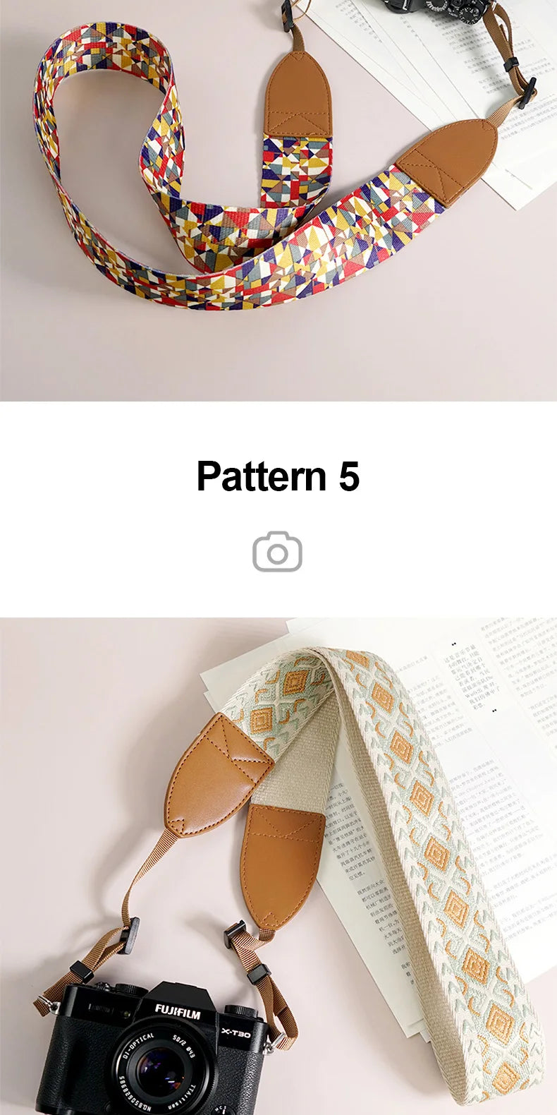 Breiter verstellbarer Ethno Kameragurt für sicheren Schulterhalt