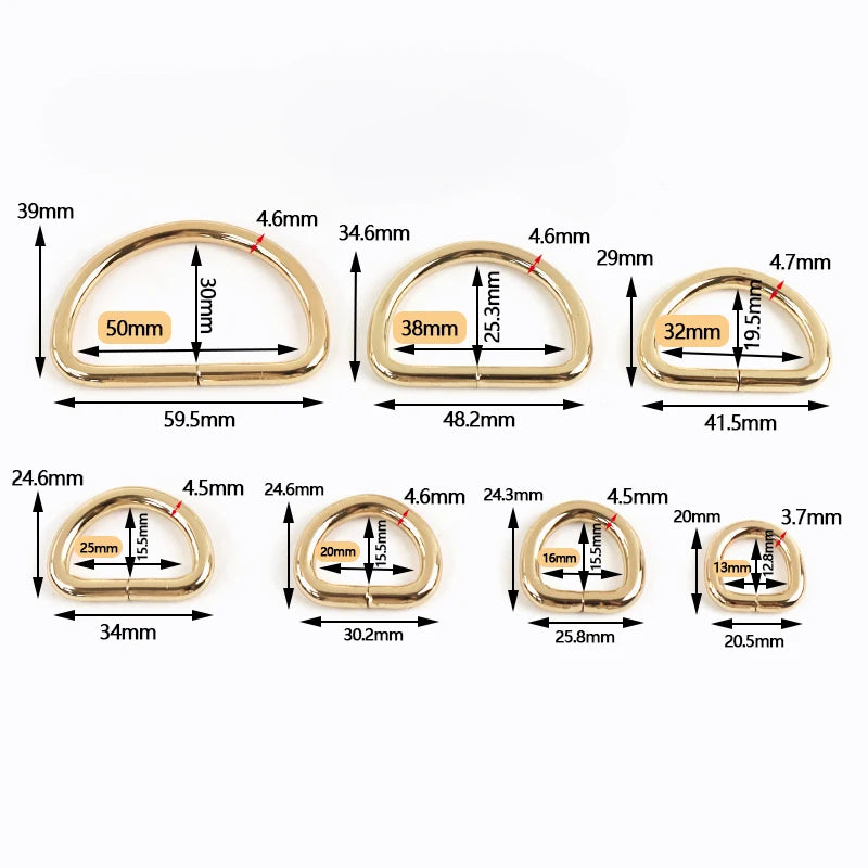 20-teiliges D-Ring Set Metall Schnallen in 7 Größen für Taschen Gürtel