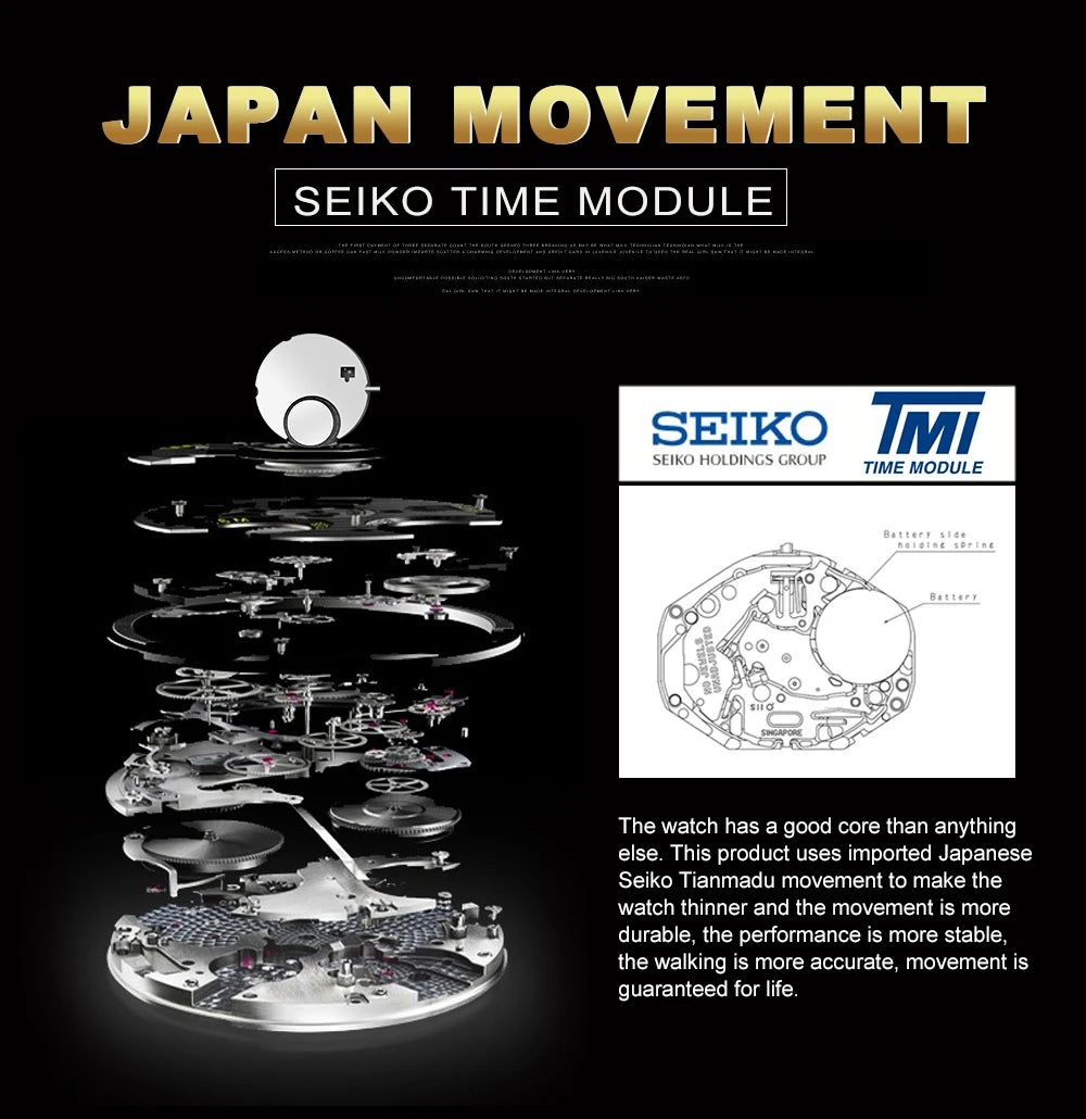 Elegante Damen Uhr 36mm Wasserdicht mit Japan Quarzwerk