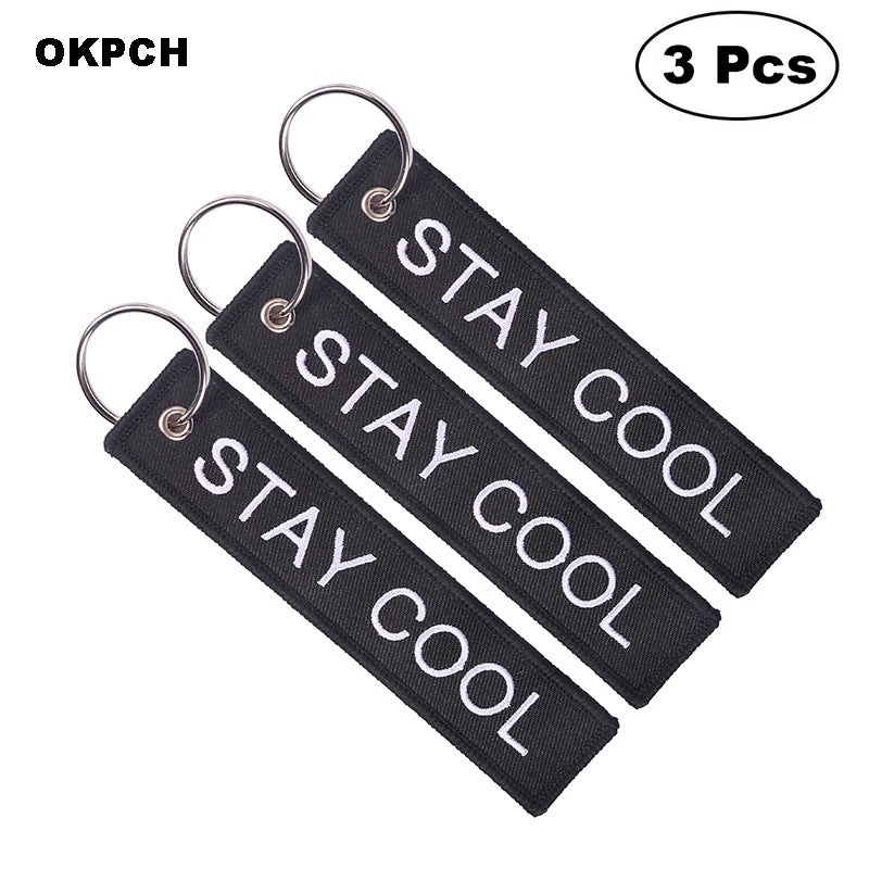 3-teiliges Schlüsselanhänger Set Bestickte Metallanhänger für Autos Motorräder