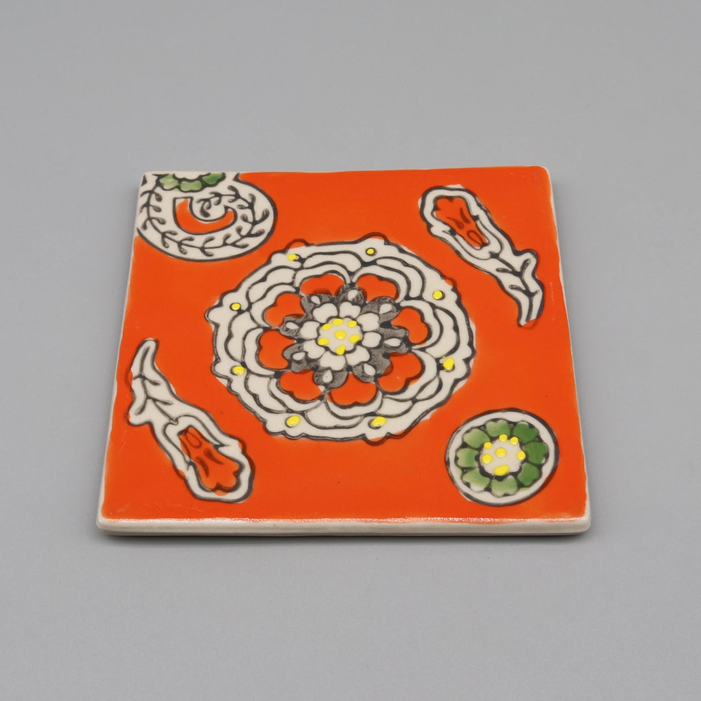 Dekorative quadratische Keramikuntersetzer 10x10 cm blau weiß