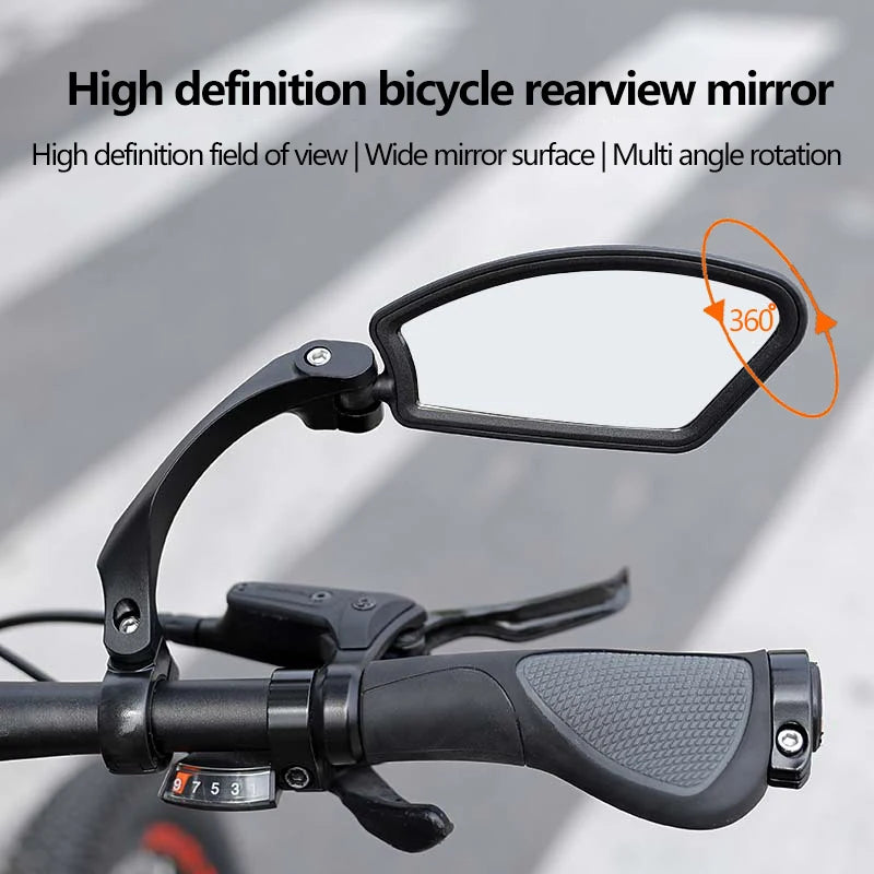 360° drehbarer Fahrrad Rückspiegel mit großem Sichtfeld und Reflektor
