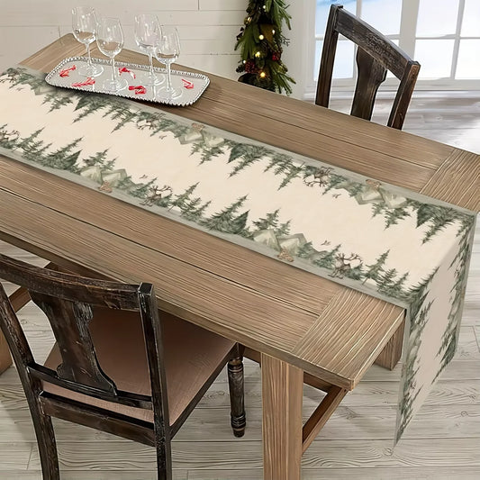 Weihnachtlicher Tischläufer aus 100 Prozent Leinen für festliche Dekoration zuhause und im Restaurant