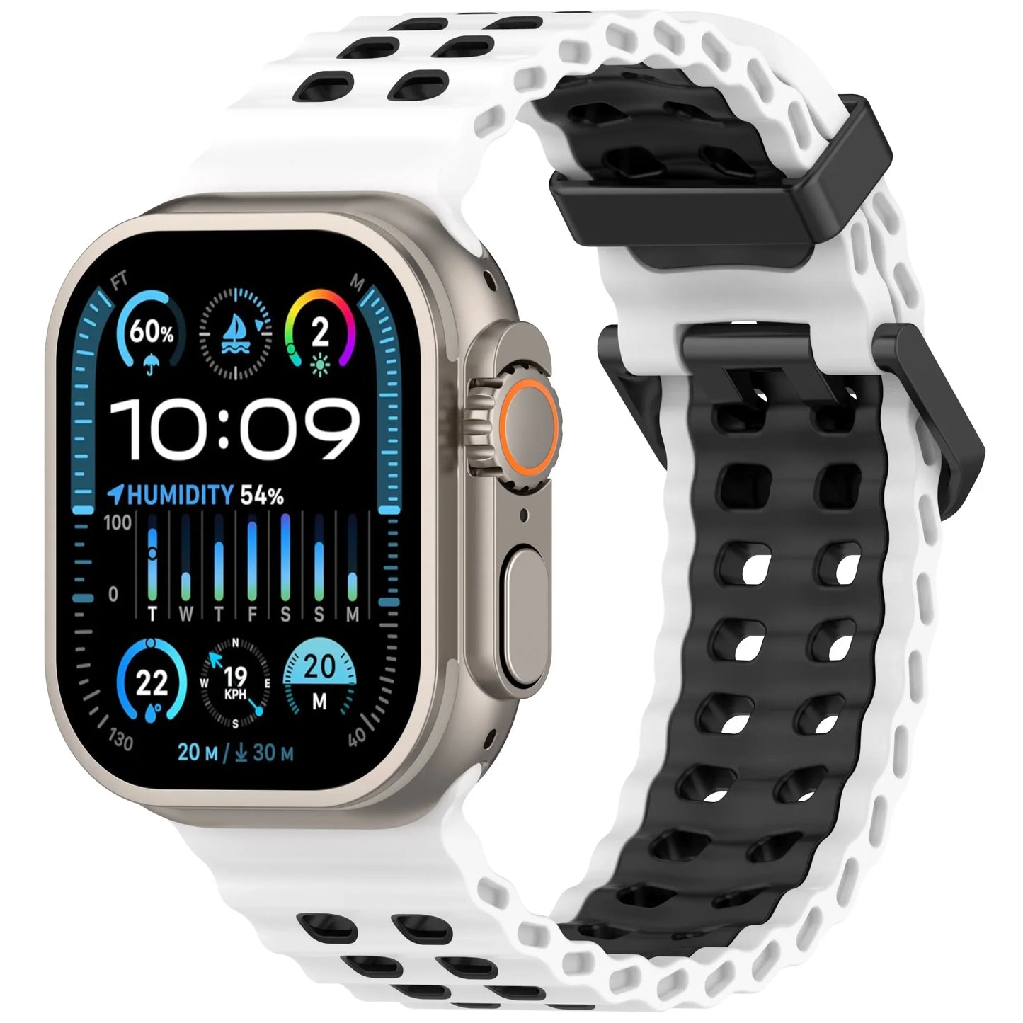 Zweifarbiges Silikonarmband 21cm Sportlich Leicht für Smartwatches