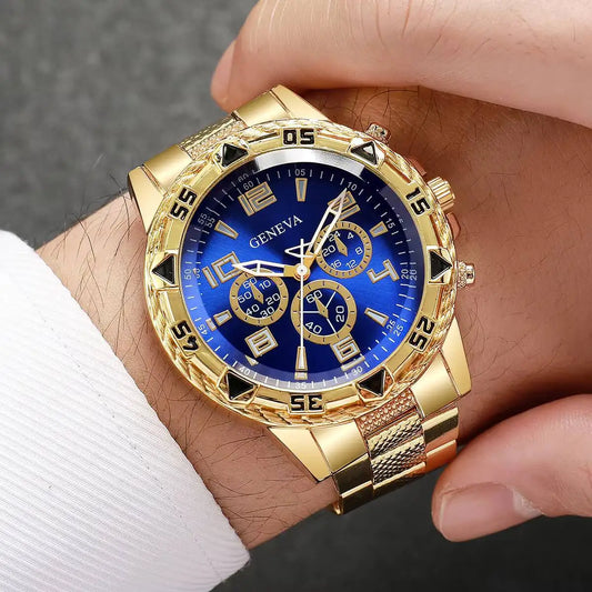 3er Set Herren Quarz Armbanduhren mit großem Zifferblatt