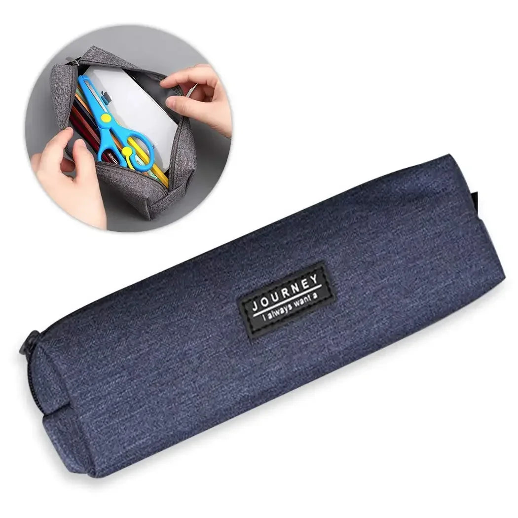 Leinwand Bleistiftetui mit Reißverschluss für Schule und Reisen