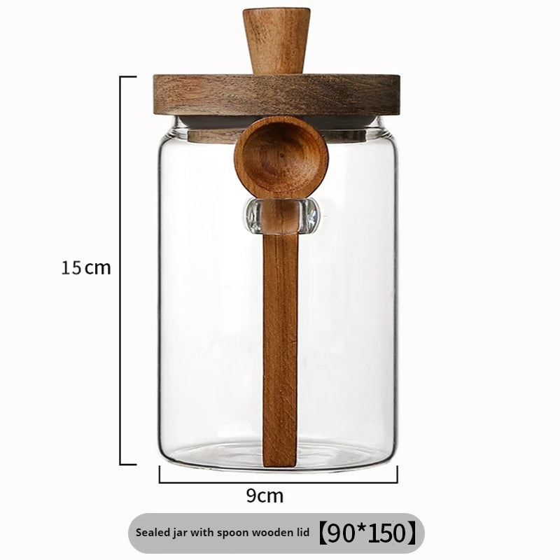 Luftdichte Vorratsgläser mit Holzdeckel - Löffel – stilvoll, praktisch 400–900 ml